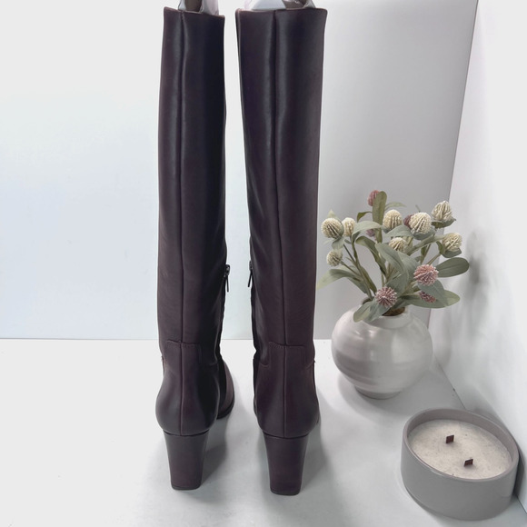 NYDJ Sabastin Tall Leather Knee High Boots Side Zip Chocolate Brown Women 9 - Picture 4 of 9
